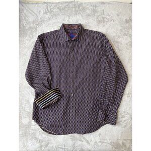 Men’s Robert Graham Button Down Shirt Purple Flip Cuff Size XL